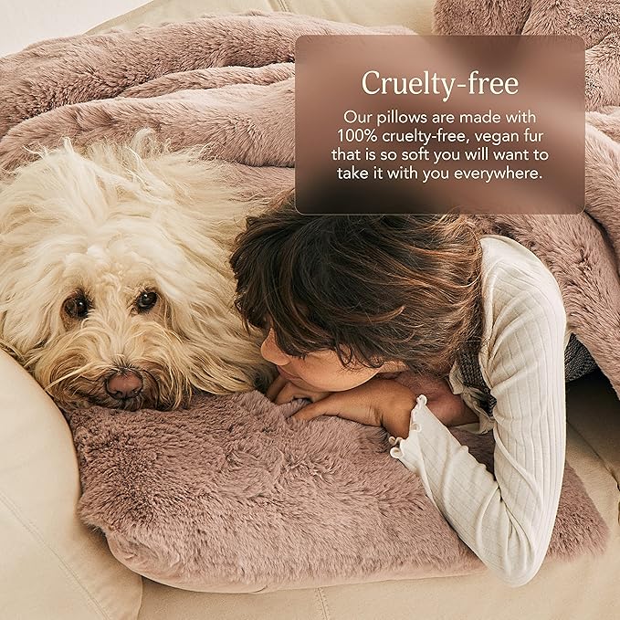 UnHide Squish - Faux Fur Pillow - Extra Soft Throw Pillow - Square Shaped Pillow, Polyester Fill - Machine Washable - Perfect for Living Room, Bedroom, or Guest Room - 20” x 20” - Rosy Baby