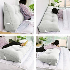 WOWMAX Headboard Pillow Queen Triangular Bed Wedge Pillow for Headboard Wedge Pillow Headboard for Daybed Bunk Bed Large Bolster Pillow for Bed with Removable Cover, Gifts for Mom Grey-Beige