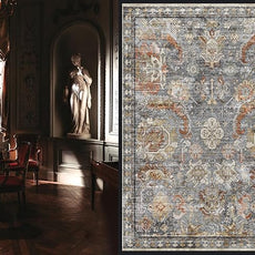 RUGSURE Washable Area Rugs - Perfect for Living Room, Bedroom, Kids Room, Nursery - Stain & Water Resistant Non-Slip, Pet & Child Friendly, Vintage Tribal Area Rugs (Turmeric and Grey, 5' x 7')