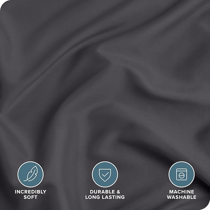 Bare Home Bedding Duvet Cover Oversized Queen - Premium 1800 Super Soft Collection - Lightweight, Cooling - Soft Breathable Bedding Duvet Cover (Oversized Queen, Forged Iron Grey)