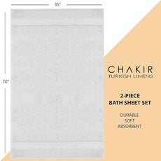 Chakir Turkish Linens, 100% Cotton Premium Quality Turkish Bath Sheets (35''x70'' Large Bath Sheet Towels - Silver Gray)