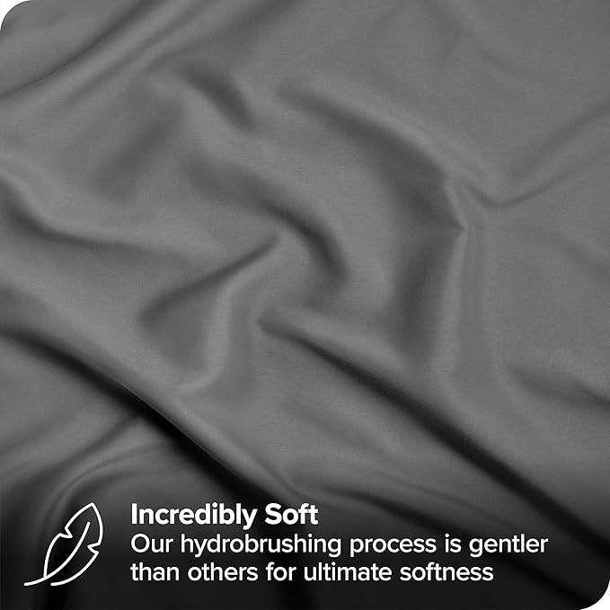 Bare Home Bed-in-A-Bag 7 Piece Comforter & Sheet Set - Full - Goose Down Alternative - Ultra-Soft 1800 Premium - Bedding Set (Full, Black/Grey)