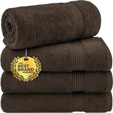 Cotton Paradise 4 Piece Turkish Bath Towels for Bathroom, 100% Cotton Extra Large Soft Plush Towels Bathroom Set, Brown