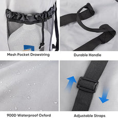 BALEINE 150L Laundry Bag Backpack, 900D Oxford Fabric Large Travel Laundry Bags with Shoulder Straps and 2 Mesh Pockets for College Dorm, Apartment, Laundromat (Grey, 150L)