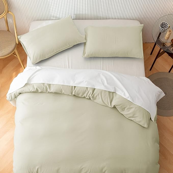 HeimenAogo Egyptian Cotton Duvet Cover Set California King, Ultra Soft and Breathable Comforter Cover with Zipper Closure, High Thread Count Long Staple Cotton Blanket Cover 3Pcs Mist, 104"×98"