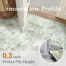 6x9 Washable Area Rug Sage Green Abstract Living Room Bedroom Carpet Neutral Modern Non-Slip Soft Low Pile Lightweight Vacuumable Throw Rug for Dining Room Kitchen