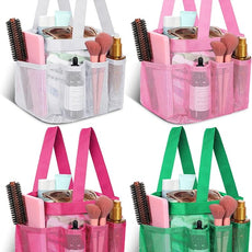 Hillban 4 Pcs Mesh Shower Caddy Portable Large Quick Dry Shower Caddy Basket with Deeper 8 Pockets and 2 Handles Hanging Bag for College Dorm Room(White, Pink, Green, Rose Red)