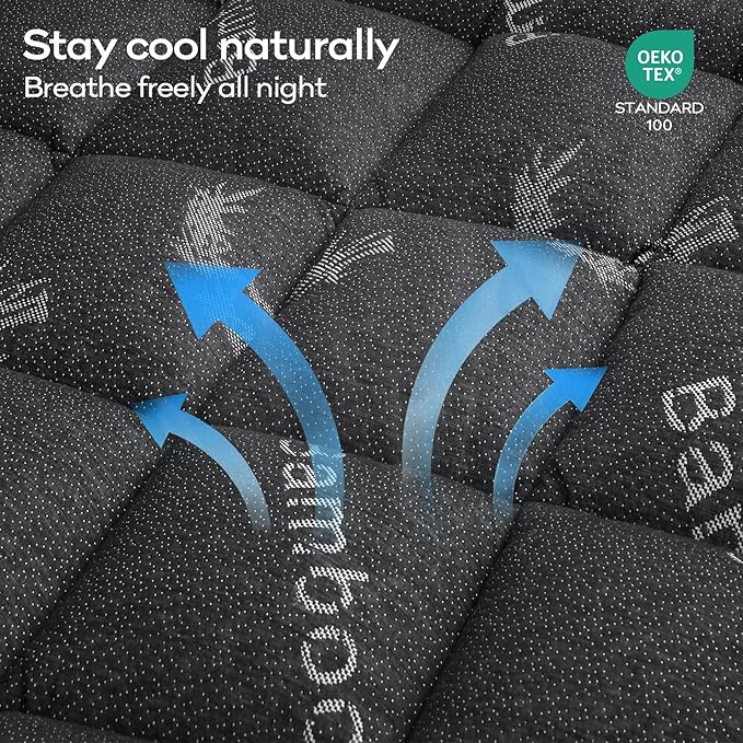 OLANLY Twin Mattress Topper – Viscose Made from Bamboo, Cooling Soft Twin Pillow Top Mattress Pad for Back Pain Relief, Plush Down Alternative Fill Bed Topper with Elastic Deep Pocket, Dark Gray