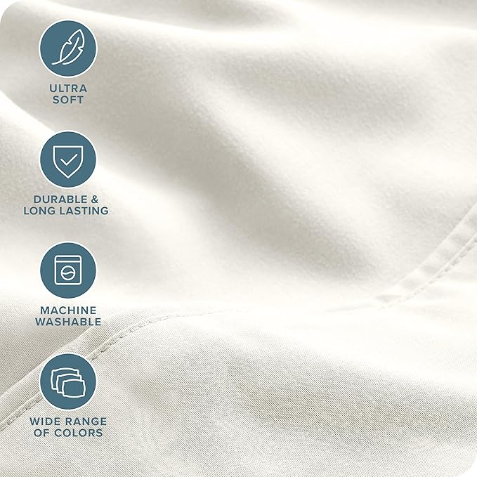 Bare Home Hotel Luxury Twin Sheet Set, Extra Soft - 4 Piece Set - Deep Pockets - Easy Fit - Cooling & Breathable - Wrinkle, Fade, Stain Resistant - Includes 2 Pillowcases (Twin, Cream)