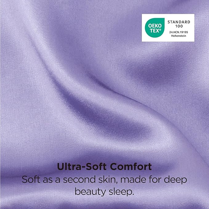 Bedsure Satin Pillowcase 2 Pack Similar to Silk Pillow Cases Standard Size, Pillow Case for Sleeping Women with Envelope Closure, Gifts for Women Men, Lilac, 20x26 Inches, 2pcs