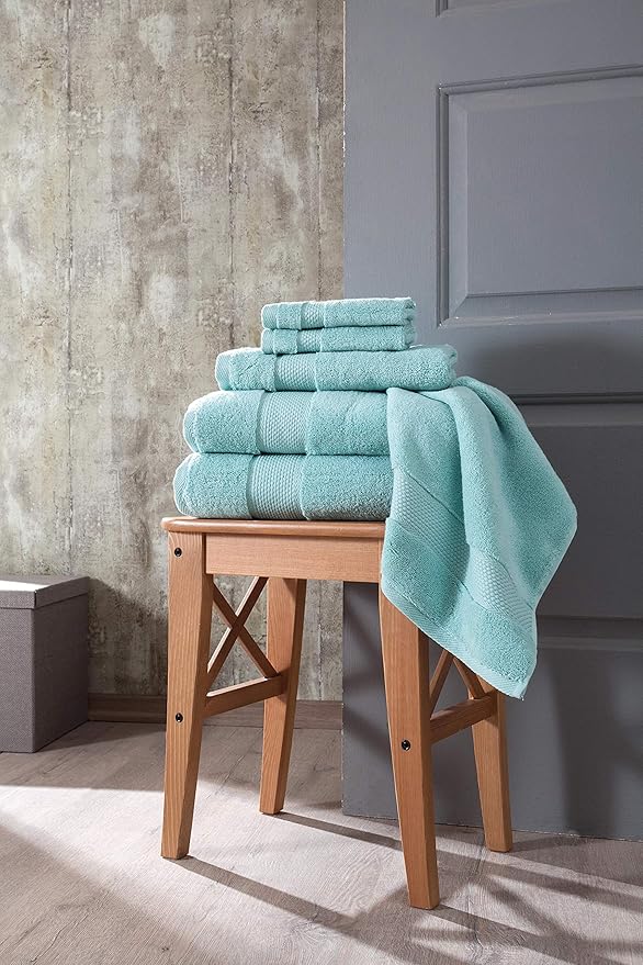 BAGNO MILANO Turkish Towels, Ultra Soft, Plush Luxury Turkih Cotton Bath Towels, Quick Dry Towel Set Made in Turkey (Mint Green, 6 Pcs Towel Set)