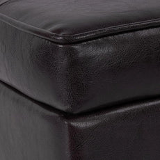 HomePop Leatherette Tufted Square Storage Ottoman with Hinged Lid, Brown Small
