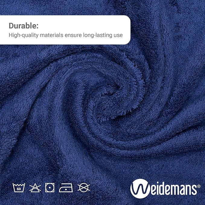 Premium 8 Pieces Towel Set Including 2 Bath Towels 30" x 56", 2 Hand Towels 18" x 30" and 4 Washcloths 13" x 13" - Color: Navy Blue | Pure Cotton |Machine Washable high Absorbency