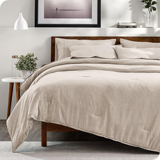 Bare Home Bed-in-A-Bag 7 Piece Comforter & Sheet Set - Full - Goose Down Alternative - Ultra-Soft 1800 Premium - Bed Set - Cationic (Full, Heathered Pebble)