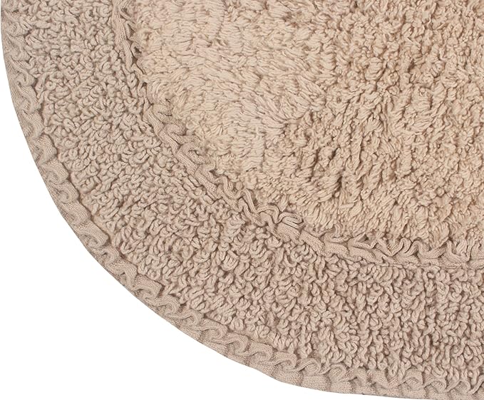 Home Weavers Double Ruffle Collection 100% Cotton Bathroom Rugs Set, Washable Rug, Extra Soft and Absorbent Bath Rug, Kitchen Mat, Bath Mat Set, Bath Floor Mat Non Slip, 24"x40" Rectangle, Linen