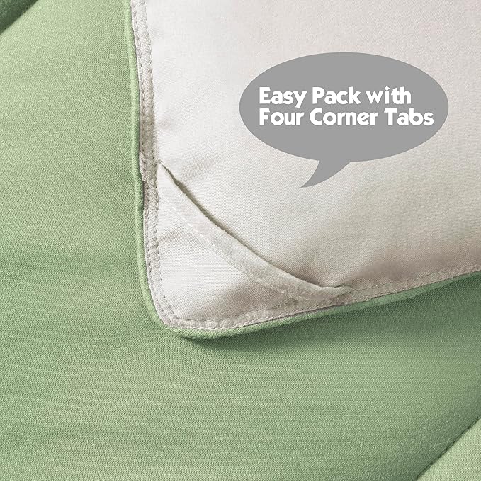 HIG 3pc Sage Green Twin/Twin XL Comforter Set - All Season Reversible Down Alternative Comforter with Sham - Quilted Duvet Insert with Corner Tabs - Diamond Stitched Blanket - Breathable, Soft, Fluffy