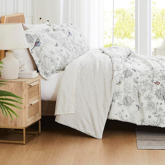 Southshore Fine Living, Inc. FloralTwin Duvet Cover Set, Premium Microfiber XL/Twin Comforter Cover, Wrinkle-Resistant, Machine Washable – Includes 1 Duvet Cover and 1 Sham, Bayberry