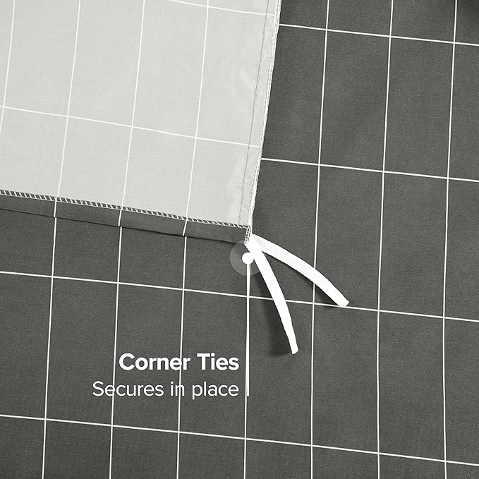 Bare Home Duvet Cover - Oversized Queen Size Bedding Set - Premium 1800 Super Soft Collection - Lightweight, Cooling - Soft Breathable Duvet Cover (Oversized Queen, Grid - Grey/White)