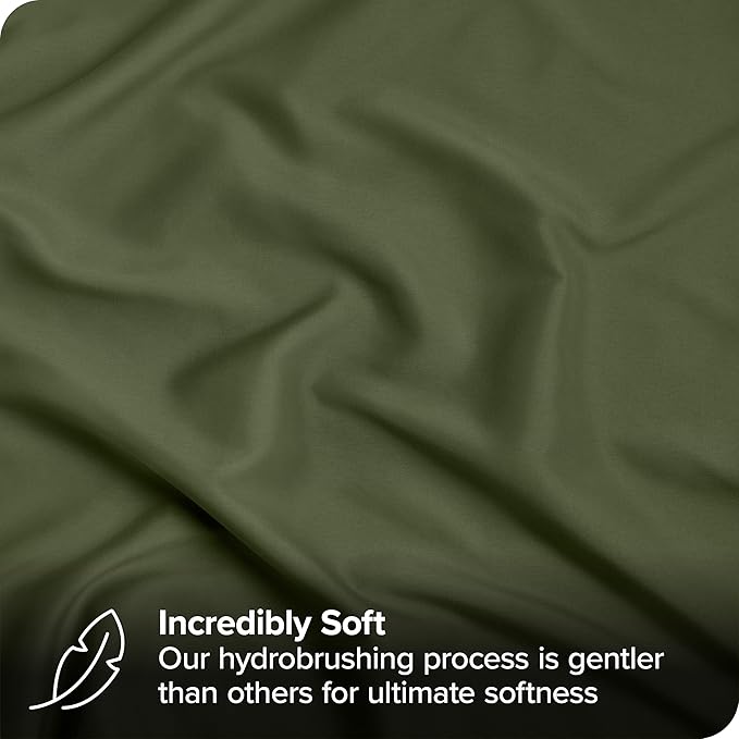 Bare Home Bed-in-A-Bag 7 Piece Comforter & Sheet Set - Queen - Goose Down Alternative - Ultra-Soft 1800 Premium - Bedding Set (Queen, Cypress/Cypress)