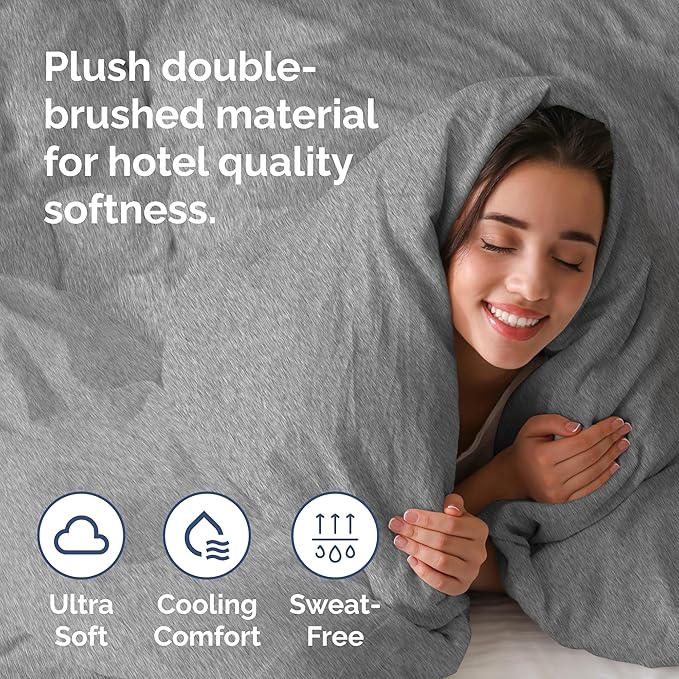 CGK Unlimited Duvet Cover Cal King Size Set - Extra Soft Cal King Size Duvet Cover 104 x 98 with 2 Pillow Shams - Hotel Quality w/Zipper Closures & Ties - Bedding and Bed Linens Set (Heathered Grey)