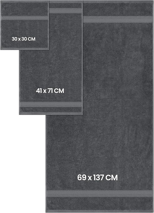 Utopia Towels Set, 16 Bath Towels, 16 Hand Towels, and 32 Washcloths, 600 GSM Ring Spun Cotton Highly Absorbent Towels for Bathroom, Shower Towel, (Pack of 64) (Grey)