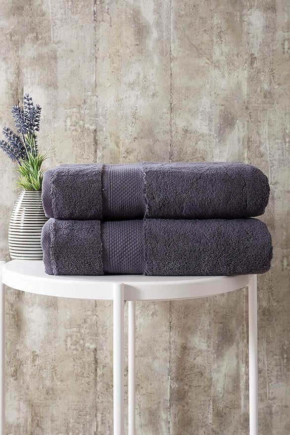BAGNO MILANO Turkish Towels, Ultra Soft, Plush Luxury Turkih Cotton Bath Towels, Quick Dry Towel Set Made in Turkey (Charcoal, 6 Pcs Towel Set)