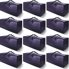 12 Pack Heavy Duty Extra Large Moving Bags W/Backpack Straps - Strong Handles & Zippers, Storage Totes For Space Saving, Fold Flat, Alternative to Moving Box and Storage Bin, Blue
