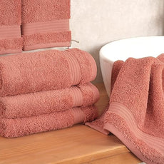 Cotton Paradise Hand Towels for Bathroom, 100% Cotton Turkish 4 Piece Hand Towel Set, Soft Absorbent Face Towels, Coral