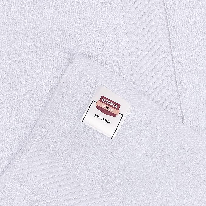 Utopia Towels 18 Pack Bath Towel Set (24 x 48 Inches), 500 GSM 100% Ring Spun Cotton Medium Lightweight and Highly Absorbent Quick Drying, Premium Towels for Hotel, Spa and Bathroom (White)