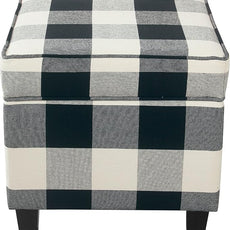 HomePop Home Decor | K7342-F2262| Classic Square Storage Ottoman with Lift Off Lid | Ottoman with Storage for Living Room & Bedroom, Black Plaid Large