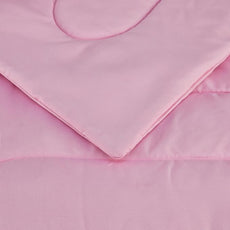 Amazon Basics 7 Piece Soft Microfiber Kid's Bed-in-a-Bag Bedding Set, Full/Queen, Pink, Solid