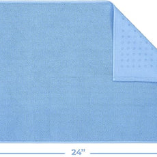 Cotton Paradise 100% Cotton Non Slip Bath Mats for Bathroom, 17x24 inch Soft Absorbent Quick Dry Machine Washable Floor Bath Mat, Sky Blue