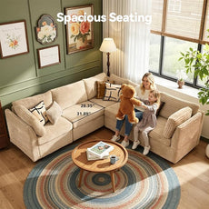 Modular Sectional Sofa,5 Pieces Sectional Couches for Living Room,131X65 L Shaped Cloud Couch with Oversized Convertible Modular Couch for Living Room