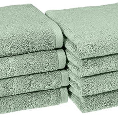 Amazon basics Lightweight quick-dry hand towels - 100% cotton, 8-pack, 28 x 16 inches, seafoam green