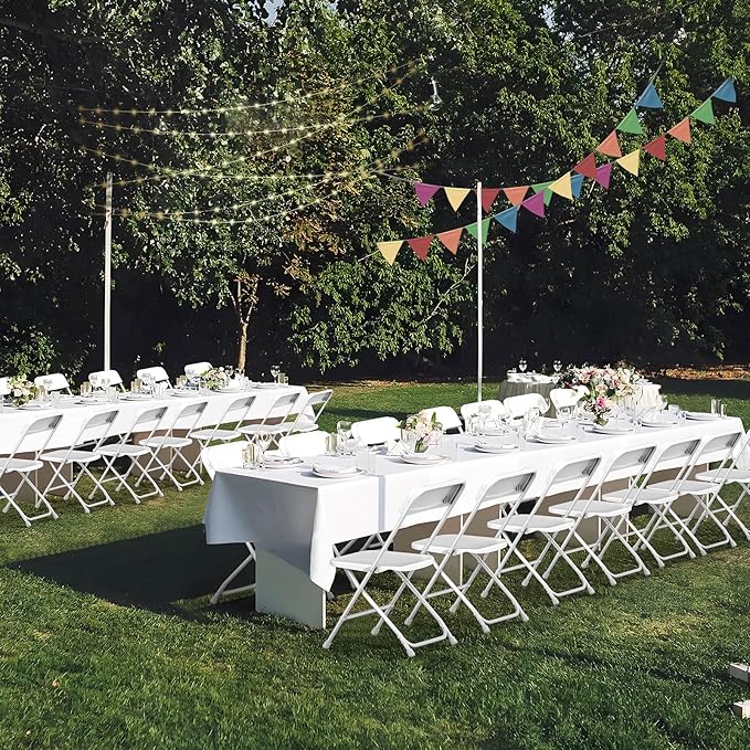 Folding Chair10Pack,White Folding Chairs for Indoor Outdoor,Portable Plastic Stackable Commercial Seat with Steel Frame 350lb.Capacity for Party Events Wedding Dining Picnic Office