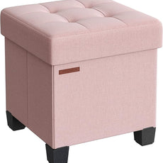 SONGMICS Storage Ottoman, Small Ottoman Foot Rest with Legs, 15 x 15 x 15.7 Inches Foot Stool, Load up to 660 lb, for Living Room, Bedroom, Dorm, Jelly Pink ULSF014P01