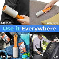 PetLovers Extra Sticky Lint Roller Mega Value Set 450 Sheets for Pet Hair Removal and Clothes, Dog and Cat Lint Remover 5 Pack Orange