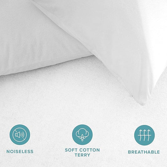 Bare Home Premium Pillow Protectors - Standard Size (2 Pack) - Premium 100% Waterproof & Breathable - Cooling - Vinyl Free Hypoallergenic - 10 Year Warranty (Standard Size, Pack of 2)