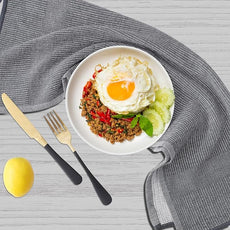 Homaxy Premium Kitchen Towels(18”x 28”, 6 Pack), Large Cotton Kitchen Hand Towels, Flat and Terry Dish Towels, 380 GSM Highly Absorbent Tea Towel Set with Hanging Loop, Navy Blue/Grey/Black