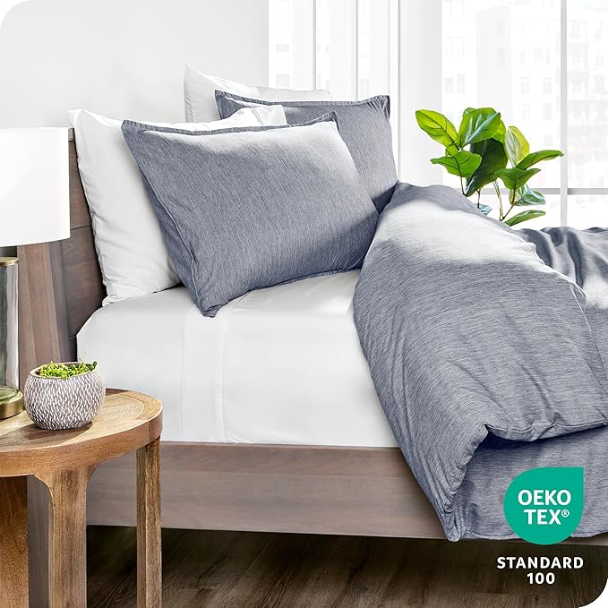Bare Home Bedding Duvet Cover King Size - Premium 1800 Super Soft Collection - Lightweight, Cooling - Soft Breathable Bedding Duvet Cover (King, Heathered Midnight Blue)