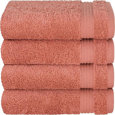 Cotton Paradise Hand Towels for Bathroom, 100% Cotton Turkish 4 Piece Hand Towel Set, Soft Absorbent Face Towels, Coral