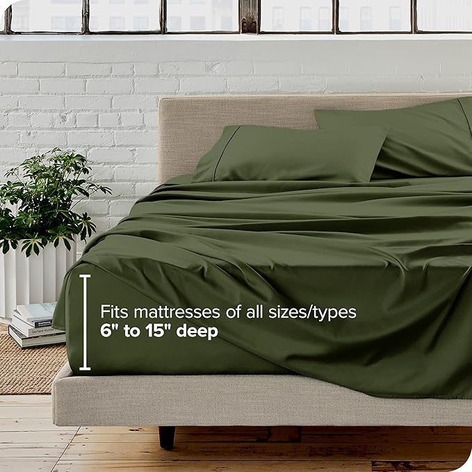 Bare Home King Sheet Set - Luxury 1800 Ultra-Soft Microfiber King Bed Sheets - Double Brushed - Deep Pockets - Easy Fit - 4 Piece Set - Bedding Sheets & Pillowcases (King, Cypress)
