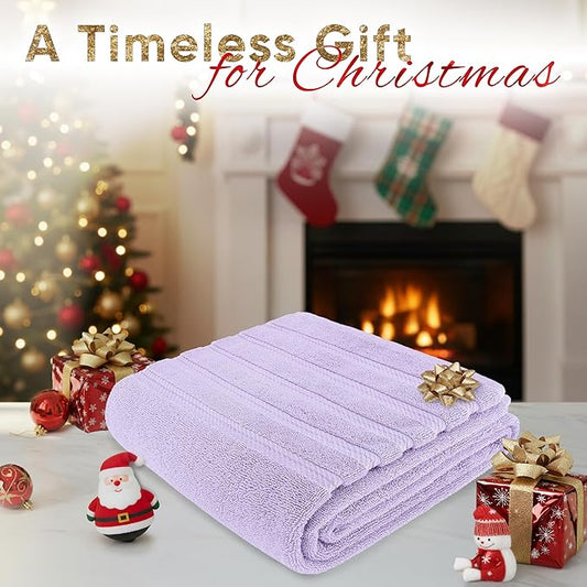 American Soft Linen 35x70 Jumbo Large Bath Towels, 600 GSM 100% Cotton Turkish Bath Sheet, Oversized Luxury Bath Towels for Bathroom Beach and Pool, Lilac