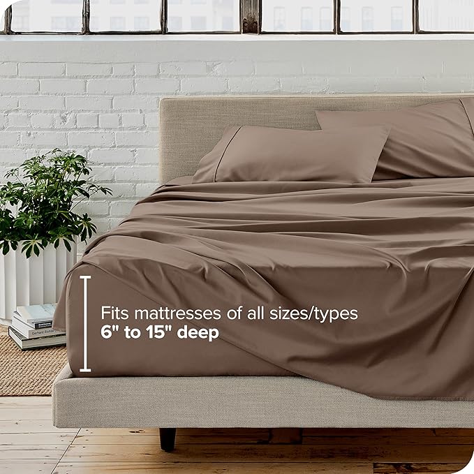 Bare Home Twin XL Sheet Set - College Dorm Size - Luxury 1800 Ultra-Soft Microfiber Twin Extra Long Bed Sheets - Deep Pockets - Easy Fit - Extra Soft - 3 Piece Set - Bed Sheets (Twin XL, Taupe) BareHome