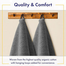 100% Organic Zero-Twist Cotton Towels - GOTS Certified Luxury Bath Towels - Ultra Soft & Plush 700GSM Long-Staple Cotton - 6 Piece Towel Set (Granite Grey)