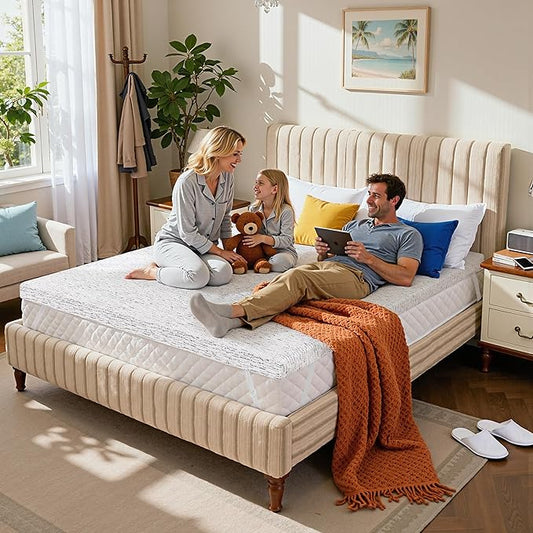 SyMax King Mattress Topper, Gel Infused Memory Foam Mattress Topper, 4 Inch Bed Topper with Cover, Soft Cooling and Pressure Relieving, CertiPUR-US Certified, King