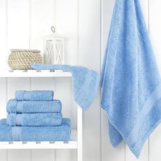 Cotton Paradise 6 Piece Towel Set 100% Cotton Soft Absorbent Turkish Towels for Bathroom, 2 Bath Towels 2 Hand Towels 2 Washcloths, Sky Blue Towel Set
