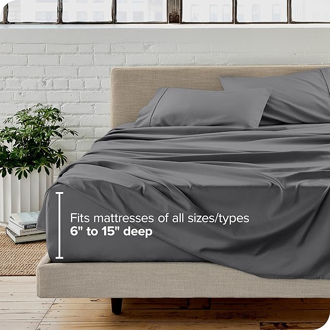 Bare Home Full Sheet Set - Luxury 1800 Ultra-Soft Microfiber Full Bed Sheets - Double Brushed - Deep Pockets - Easy Fit - 4 Piece Set - Bedding Sheets & Pillowcases (Full, Grey)