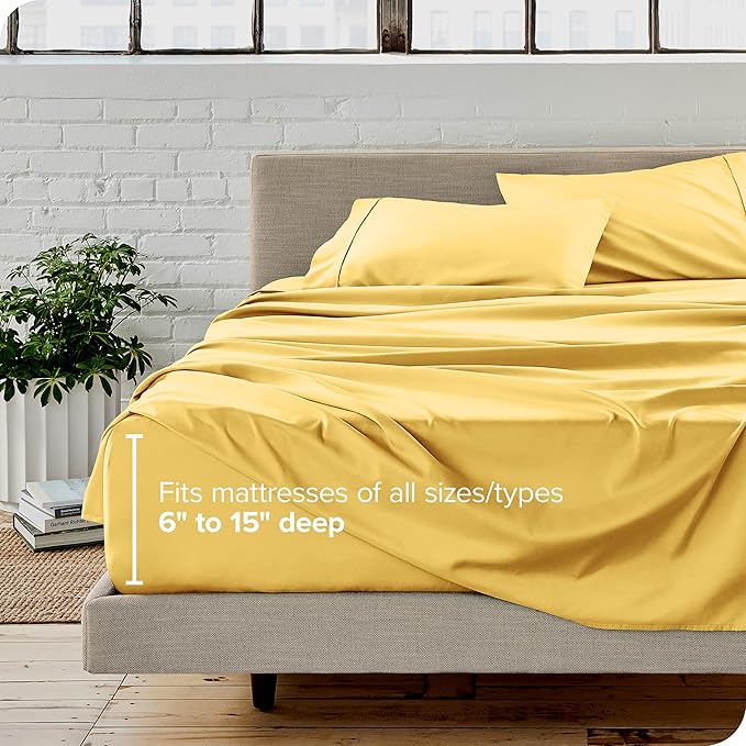 Bare Home King Sheet Set - Luxury 1800 Ultra-Soft Microfiber King Bed Sheets - Double Brushed - Deep Pockets - Easy Fit - 4 Piece Set - Bedding Sheets & Pillowcases (King, Lemon Drop) BareHome