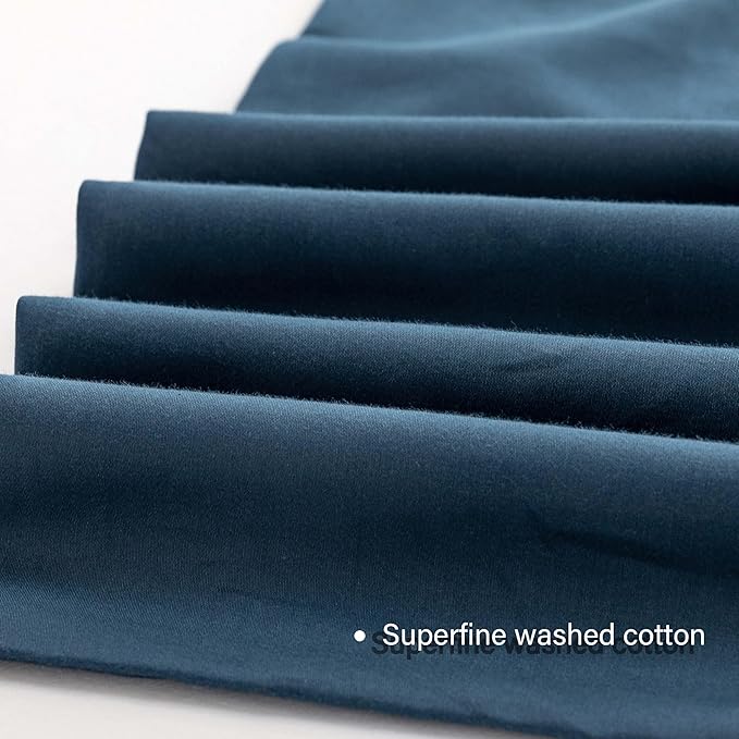 HeimenAogo Egyptian Cotton Duvet Cover Set Full, Ultra Soft and Breathable Comforter Cover with Zipper Closure, High Thread Count Long Staple Cotton Blanket Cover 3pcs Ensign Blue (80"×90")